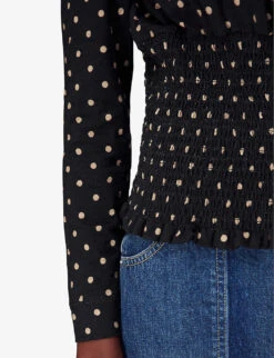Whistles Polka-dot Square-neck Cotton Top -The Fashion Shop R04107258 BLACK ALT04