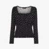 Whistles Polka-dot Square-neck Cotton Top