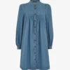 Whistles Puff-sleeve Denim Chambray Trapeze Dress