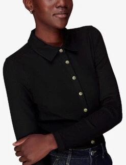 Whistles Ribbed Stretch-woven Shirt 9 Whistles Ribbed Stretch-woven Shirt -The Fashion Shop R04110033 BLACK ALT04