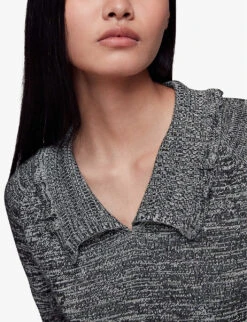 Whistles Frilled-collar Cotton And Recycled Polyester-blend Jumper -The Fashion Shop R04116368 BLACK ALT04