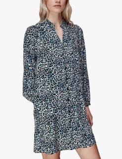 Whistles Eva Leopard-print Woven Mini Dress 8 Whistles Eva Leopard-print Woven Mini Dress -The Fashion Shop R04116369 MULTICOLOURED ALT02