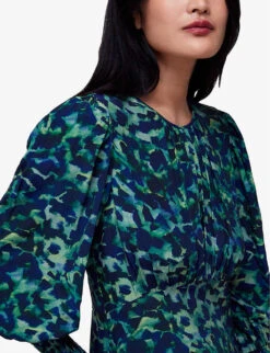 Whistles Ink Cheetah-print Woven Midi Dress -The Fashion Shop R04116370 MULTICOLOURED ALT03