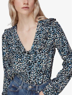 Whistles Lenny Leopard-print Woven Top 7 Whistles Lenny Leopard-print Woven Top -The Fashion Shop R04116371 MULTICOLOURED ALT02