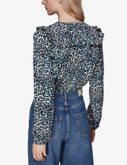 Whistles Lenny Leopard-print Woven Top 8 Whistles Lenny Leopard-print Woven Top -The Fashion Shop R04116371 MULTICOLOURED ALT03