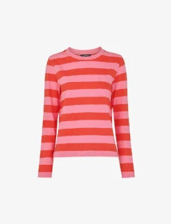 Whistles Relaxed Fit Striped Cotton-jersey Top