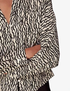 Whistles Wiggle Abstract-print Silk Shirt 11 Whistles Wiggle Abstract-print Silk Shirt -The Fashion Shop R04118030 BLACK ALT05