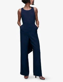 Whistles Tie-back Maxi Stretch-recycled Polyester-blend Jumpsuit 7 Whistles Tie-back Maxi Stretch-recycled Polyester-blend Jumpsuit -The Fashion Shop R04118635 NAVY ALT02