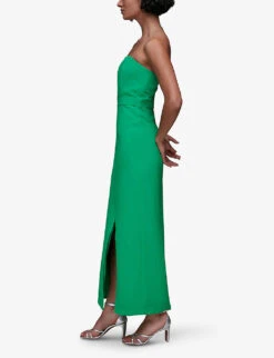 Whistles Gemma Strapless Stretch-recycled Polyester Maxi Dress -The Fashion Shop R04118637 GREEN ALT02