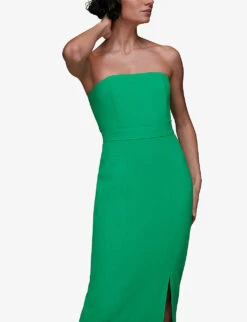Whistles Gemma Strapless Stretch-recycled Polyester Maxi Dress -The Fashion Shop R04118637 GREEN ALT04