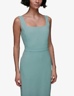 Whistles Mila Square-neck Stretch-recycled-polyester Maxi Dress -The Fashion Shop R04118641 ALT04