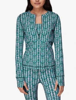 Whistles Abstract-print Half-zip Stretch-recycled Nylon Top 7 Whistles Abstract-print Half-zip Stretch-recycled Nylon Top -The Fashion Shop R04119050 MULTICOLOURED ALT02