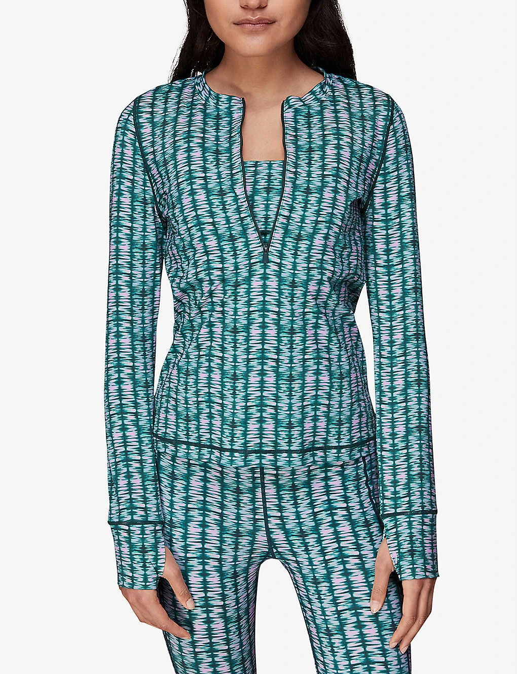 Whistles Abstract-print Half-zip Stretch-recycled Nylon Top 3 Whistles Abstract-print Half-zip Stretch-recycled Nylon Top - Image 3