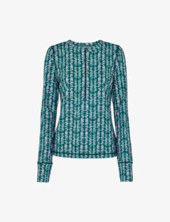 Whistles Abstract-print Half-zip Stretch-recycled Nylon Top
