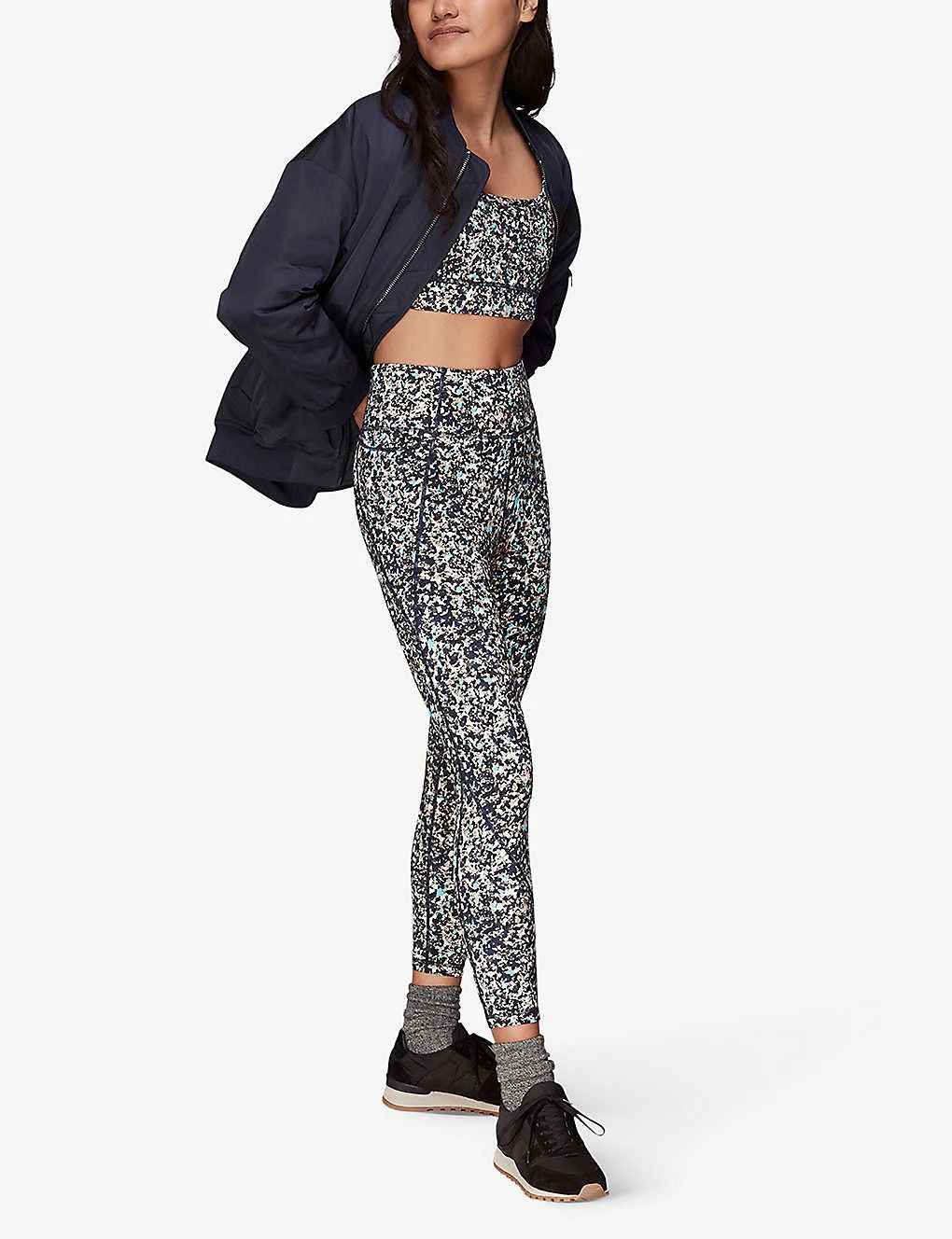 Whistles Speckled-print Cross-back Stretch-recycled Nylon Sports Bra 2 Whistles Speckled-print Cross-back Stretch-recycled Nylon Sports Bra - Image 2