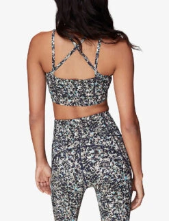 Whistles Speckled-print Cross-back Stretch-recycled Nylon Sports Bra 8 Whistles Speckled-print Cross-back Stretch-recycled Nylon Sports Bra -The Fashion Shop R04119053 BLUE ALT03