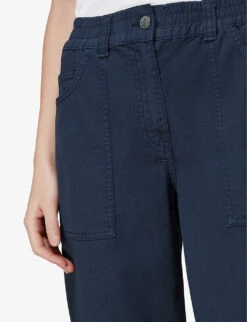 Whistles Tessa Cropped Mid-rise Organic-cotton Trousers 8 Whistles Tessa Cropped Mid-rise Organic-cotton Trousers -The Fashion Shop R04119643 NAVY ALT03