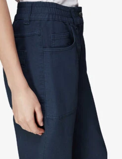 Whistles Tessa Cropped Mid-rise Organic-cotton Trousers 9 Whistles Tessa Cropped Mid-rise Organic-cotton Trousers -The Fashion Shop R04119643 NAVY ALT04
