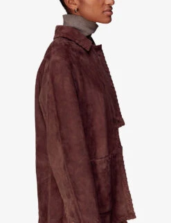 Whistles Bohdi Braided-trim Suede Jacket -The Fashion Shop R04120234 BROWN ALT02