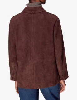 Whistles Bohdi Braided-trim Suede Jacket -The Fashion Shop R04120234 BROWN ALT03