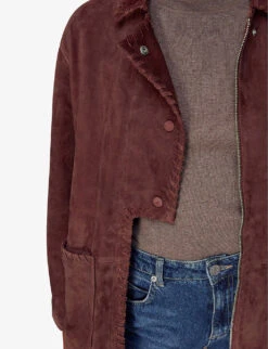 Whistles Bohdi Braided-trim Suede Jacket -The Fashion Shop R04120234 BROWN ALT04