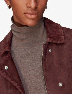 Whistles Bohdi Braided-trim Suede Jacket -The Fashion Shop R04120234 BROWN ALT05