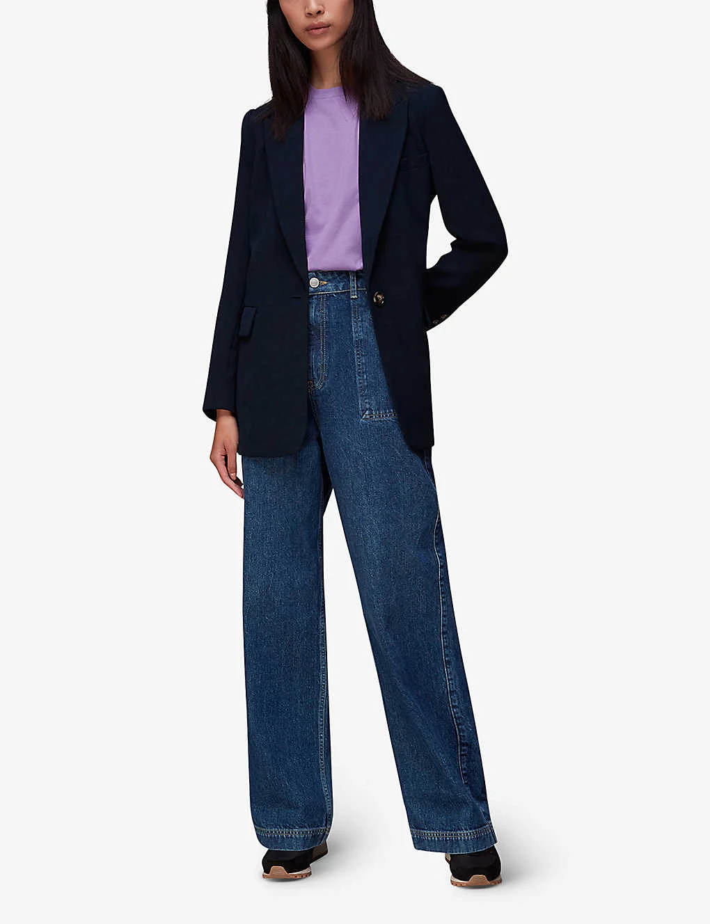 Whistles Single-breasted Peak-lapel Recycled-polyester Blend Blazer 2 Whistles Single-breasted Peak-lapel Recycled-polyester Blend Blazer - Image 2