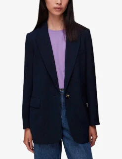Whistles Single-breasted Peak-lapel Recycled-polyester Blend Blazer 7 Whistles Single-breasted Peak-lapel Recycled-polyester Blend Blazer -The Fashion Shop R04120559 NAVY ALT02