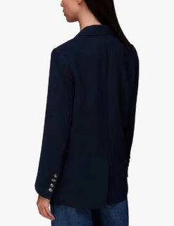 Whistles Single-breasted Peak-lapel Recycled-polyester Blend Blazer 8 Whistles Single-breasted Peak-lapel Recycled-polyester Blend Blazer -The Fashion Shop R04120559 NAVY ALT03
