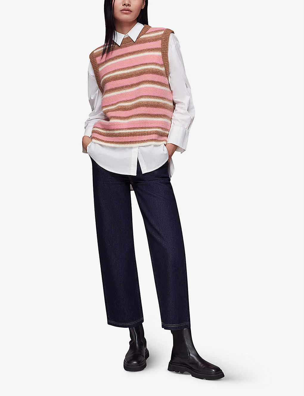 Whistles Striped Stretch-knit Sweater Vest 2 Whistles Striped Stretch-knit Sweater Vest - Image 2