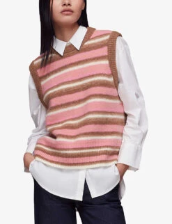 Whistles Striped Stretch-knit Sweater Vest 7 Whistles Striped Stretch-knit Sweater Vest -The Fashion Shop R04120561 MULTICOLOURED ALT02