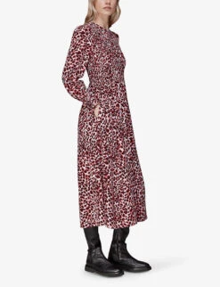 Whistles Animal-print Puff-sleeved Woven Midi Dress 7 Whistles Animal-print Puff-sleeved Woven Midi Dress -The Fashion Shop R04121814 MULTICOLOURED ALT02