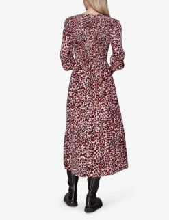 Whistles Animal-print Puff-sleeved Woven Midi Dress 8 Whistles Animal-print Puff-sleeved Woven Midi Dress -The Fashion Shop R04121814 MULTICOLOURED ALT03