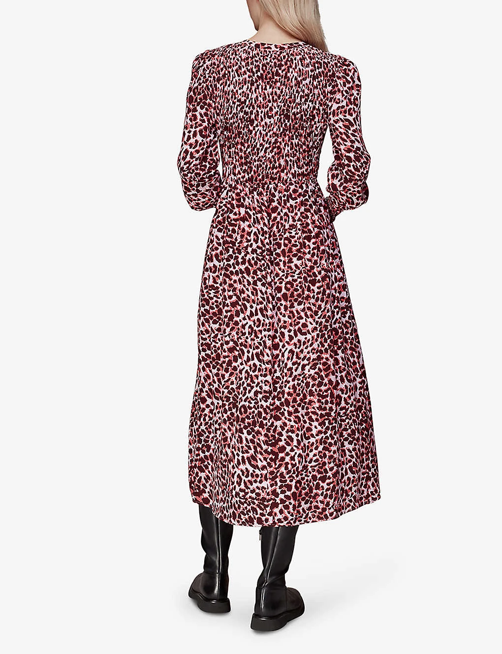 Whistles Animal-print Puff-sleeved Woven Midi Dress 4 Whistles Animal-print Puff-sleeved Woven Midi Dress - Image 4