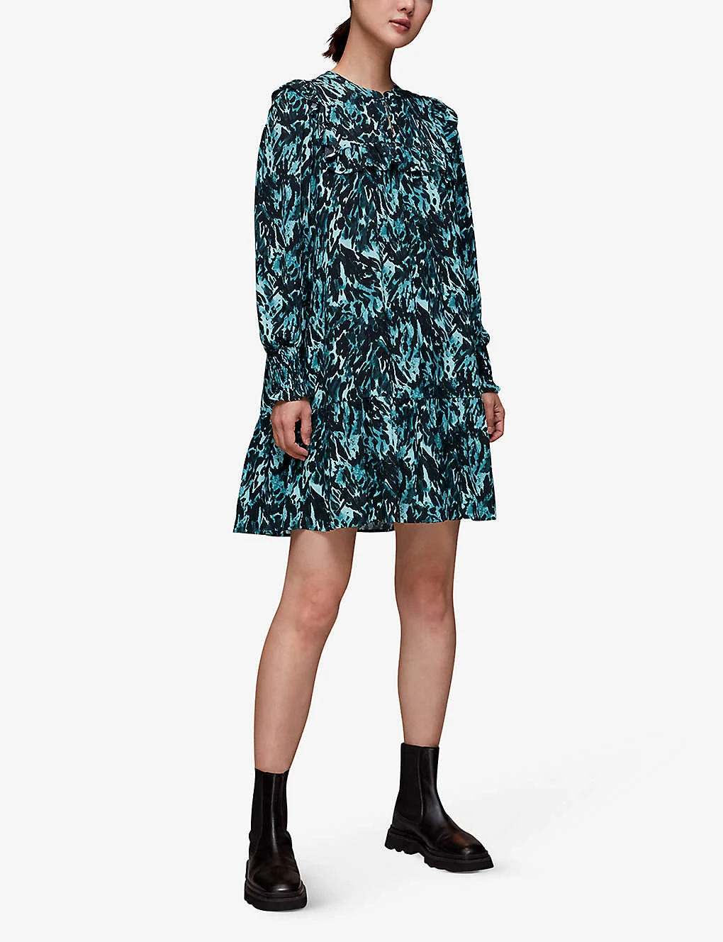 Whistles Animal-print Ruffled Woven Mini Dress 2 Whistles Animal-print Ruffled Woven Mini Dress - Image 2