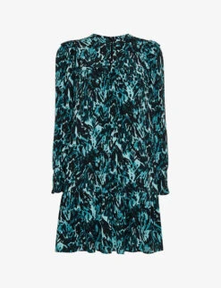 Whistles Animal-print Ruffled Woven Mini Dress