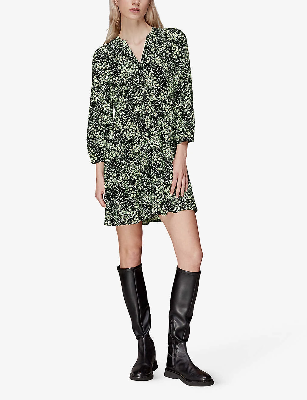 Whistles Floral-print V-neck Woven Mini Dress 2 Whistles Floral-print V-neck Woven Mini Dress - Image 2