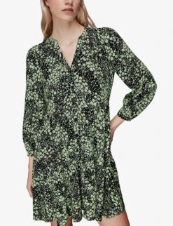 Whistles Floral-print V-neck Woven Mini Dress 7 Whistles Floral-print V-neck Woven Mini Dress -The Fashion Shop R04125217 MULTICOLOURED ALT02