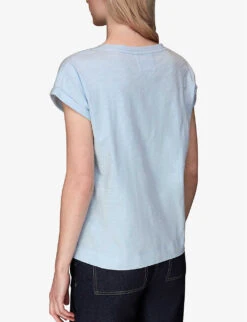 Whistles Willa Organic Cotton-jersey T-shirt -The Fashion Shop R04129282 PALEBLUE ALT03