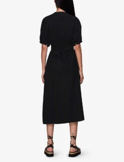 Whistles Amber Tied-waist Button-through Woven Midi Dress 8 Whistles Amber Tied-waist Button-through Woven Midi Dress -The Fashion Shop R04129677 BLACK ALT03