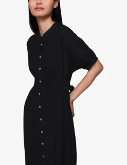 Whistles Amber Tied-waist Button-through Woven Midi Dress 9 Whistles Amber Tied-waist Button-through Woven Midi Dress -The Fashion Shop R04129677 BLACK ALT04