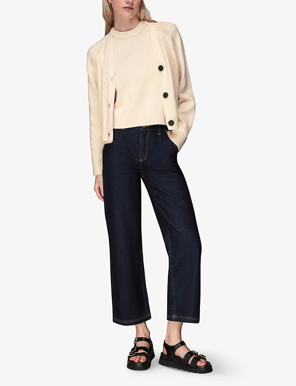 Whistles Karine Ribbed V-neck Cotton-knit Cardigan 2 Whistles Karine Ribbed V-neck Cotton-knit Cardigan - Image 2