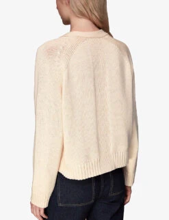 Whistles Karine Ribbed V-neck Cotton-knit Cardigan 9 Whistles Karine Ribbed V-neck Cotton-knit Cardigan -The Fashion Shop R04133263 CREAM ALT03