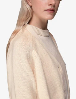 Whistles Karine Ribbed V-neck Cotton-knit Cardigan 11 Whistles Karine Ribbed V-neck Cotton-knit Cardigan -The Fashion Shop R04133263 CREAM ALT05