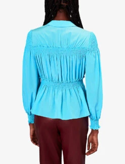 Whistles Eleanor Tie-front Silk Shirt 8 Whistles Eleanor Tie-front Silk Shirt -The Fashion Shop R04134419 BLUE ALT03