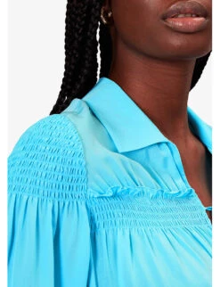 Whistles Eleanor Tie-front Silk Shirt 9 Whistles Eleanor Tie-front Silk Shirt -The Fashion Shop R04134419 BLUE ALT04