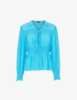 Whistles Eleanor Tie-front Silk Shirt