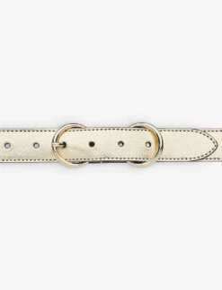 Whistles Double-ring Buckle-fastened Metallic-leather Belt