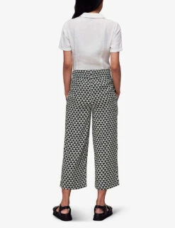 Whistles Checkerboard-pattern Wide-leg High-rise Woven Trousers 8 Whistles Checkerboard-pattern Wide-leg High-rise Woven Trousers -The Fashion Shop R04135050 BLACK ALT03