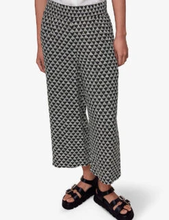Whistles Checkerboard-pattern Wide-leg High-rise Woven Trousers 9 Whistles Checkerboard-pattern Wide-leg High-rise Woven Trousers -The Fashion Shop R04135050 BLACK ALT04